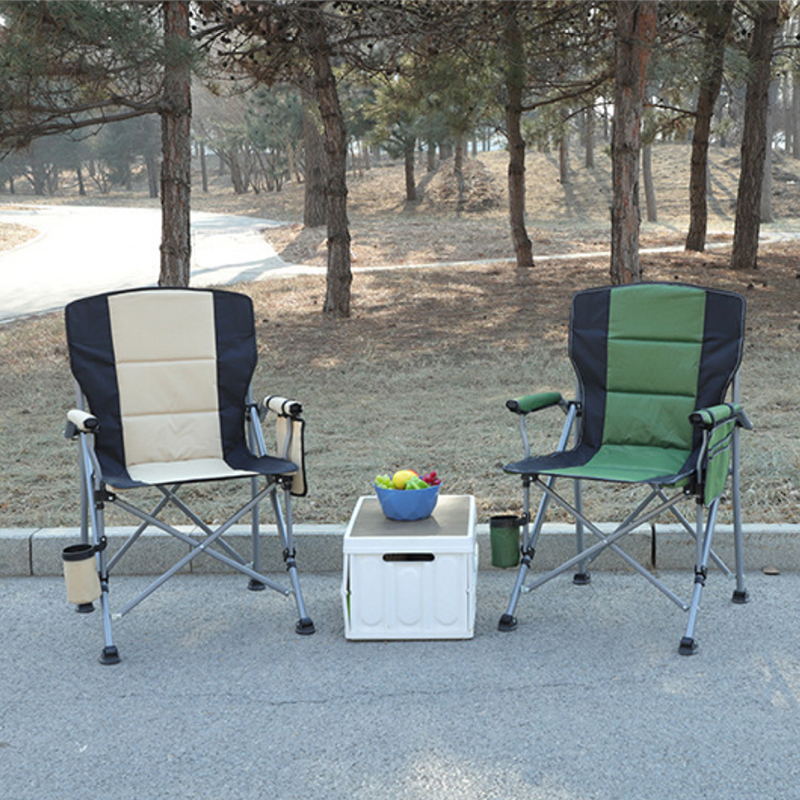 MEETJOY Heavy Duty Folding Camping Chair with Horseshoe Feet - Double Layer 1200D Oxford Fabric