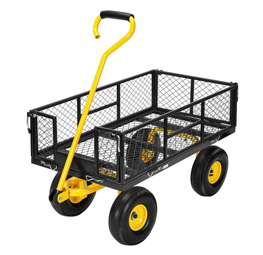 meetjoys Heavy Duty Steel Mesh Garden Cart - 880 LBS Capacity Utility Wagon