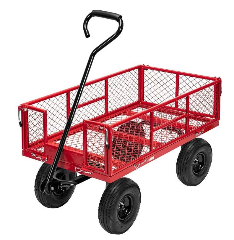 meetjoys Heavy Duty Steel Mesh Garden Cart - 880 LBS Capacity Utility Wagon