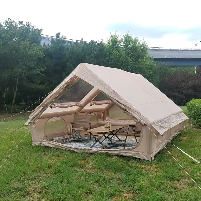 meetjoys Luxury Inflatable Glamping Tent - 2-Room Large Air House Tent with Heavy-Duty Air Beams & Skylight