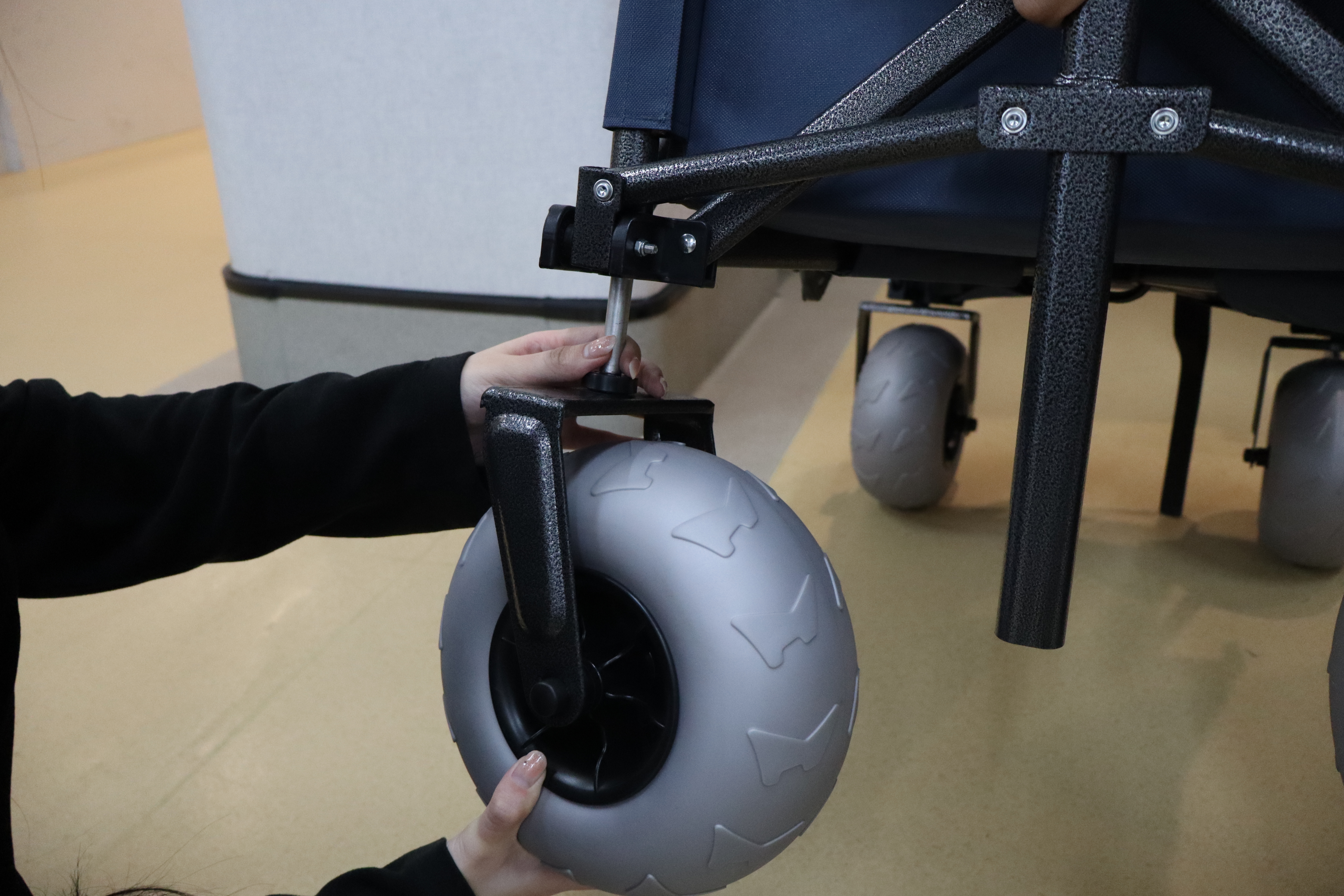 all terrain PU foam wheels for outdoor camping wagon with quick release system